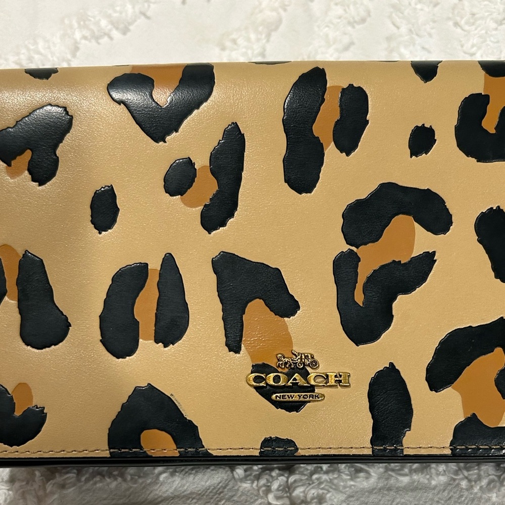 Coach Callie Foldover Chain Clutch with Leopard Print - Picture 9 of 9